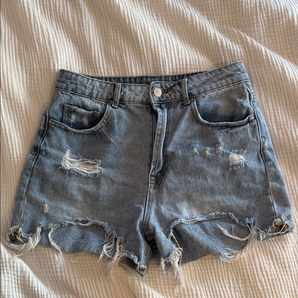 Renuar Blue Distressed Jean Shorts